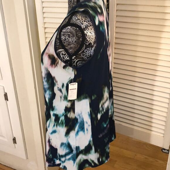 NWT Simply Vera Chiffon Tank Blouse Sheer collar detail Poly Spandex stretch - Picture 3 of 12